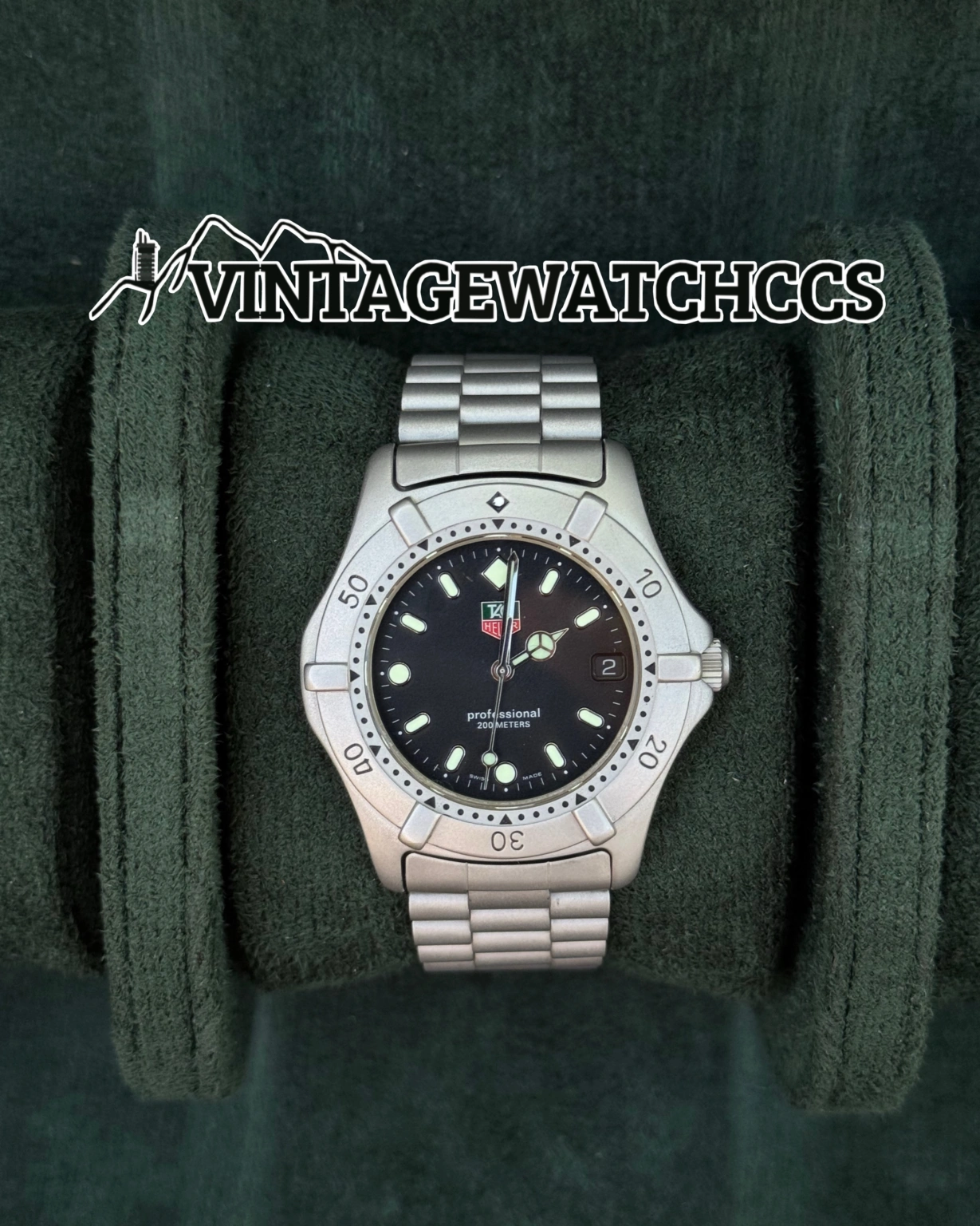TAG Heuer 2000 Professional 200 m esfera negra, índices bastón